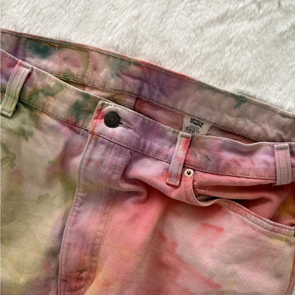 Levi's Women's Tie-Dye Straight Leg Jeans - Pink, Green, Yellow - Picture 2 of 10